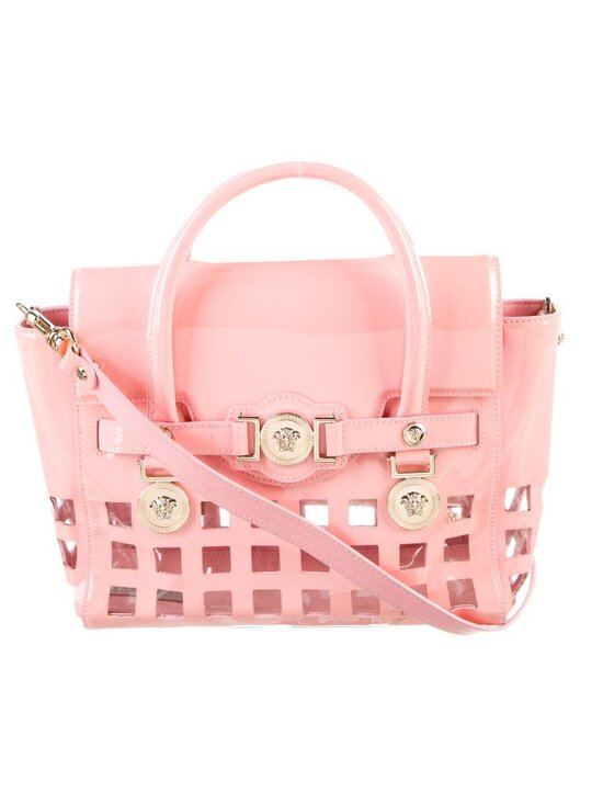 Versace Handbags - Vintage Versace Patent leather Medusa Top Handle Bag Pink Cutout Satchel